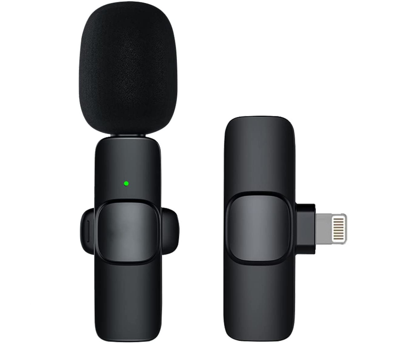 Microfon lavaliera wireless Techone K9 pentru iPhone, auto-imperechere, plug and play, omnidirectional, reducere zgomot de fond, pentru vlog, youtube, negru