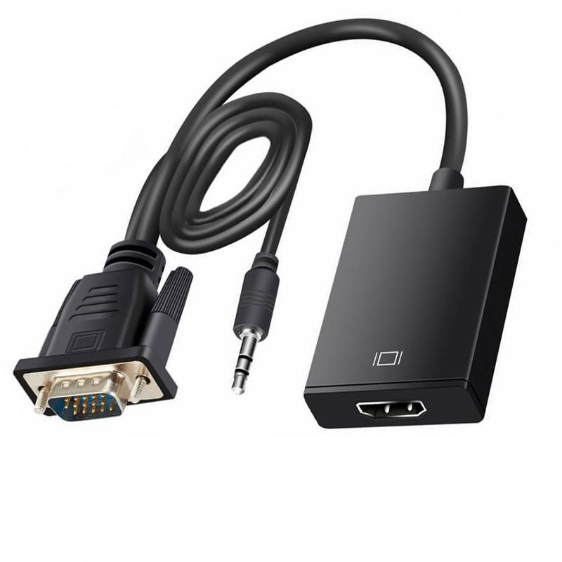 RESIGILAT Adaptor convertor VGA la HDMI Techone® VGAHD-02, cu cablu sunet, FullHD, HDPC, alimentare micro USB, negru
