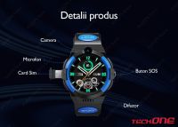 RESIGILAT Ceas smartwatch GPS copii Techone™ LT32 4G,, apel video, camera HD, buton SOS, rezistent la apa, blocare apel, joc matematica, monitorizare spion, Rosu/Negru