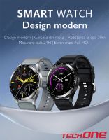 RESIGILAT Ceas smartwatch barbati TechONE® K35C, 1.32 inch TFT, apel bluetooth HD, multi sport, ritm cardiac inteligent, oxigen, difuzor, notificari, IP68, negru