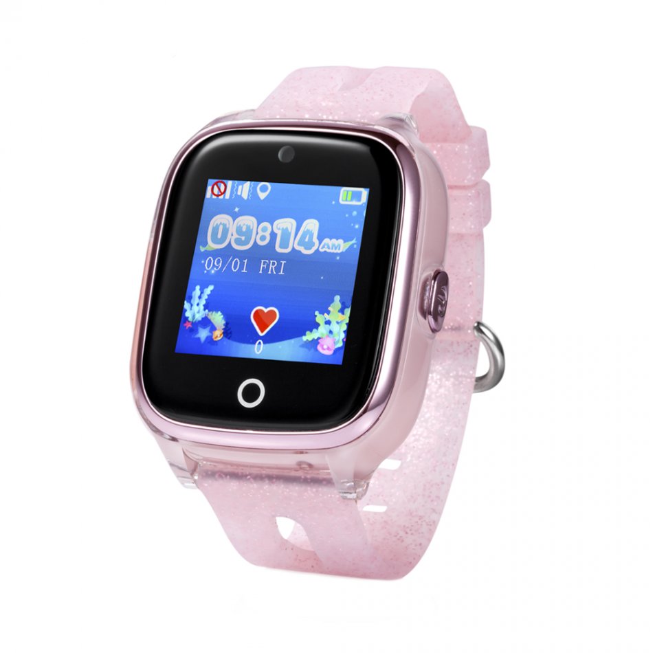 Ceas smartwatch copii cu GPS TechONE™ KT01, WiFi + localizare foto, submersibil, telefon, buton SOS, Roz
