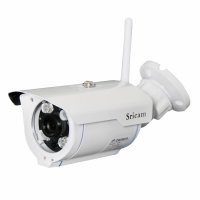 Camera de supraveghere WIFI Sricam™ SP007 Pro, exterior, 2MP, night vision, rezistenta la apa, FullHD, senzor miscare, alb, pachet bundle (Camera + card 32GB)