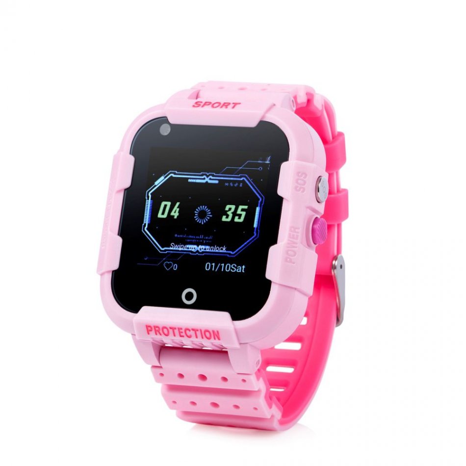 Ceas smartwatch GPS copii TechONE™ KT12 4G, apel video, camera ultrapixel, Wi-Fi, rezistent la apa, telefon, bluetooth, SOS, touchscreen, monitorizare spion,  Roz