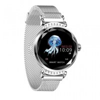 Ceas smartwatch TechONE™ H2, senzor ritm cardiac, sporturi multiple, notificari, conectare telefon, rezistent la apa, argintiu