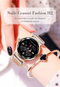 Ceas smartwatch TechONE™ H2, senzor ritm cardiac, sporturi multiple, notificari, conectare telefon, rezistent la apa, argintiu