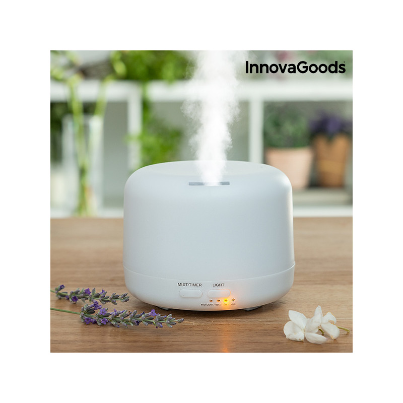 Difuzor aromaterapie InnovaGoods™ KD01, lumina ambientala, ultrasunete, timer, rezervor 300ml