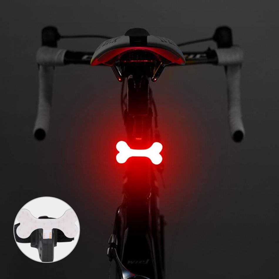 Stop bicicleta, Huerler® 3036, LED COB, forma os, rezistent la apa, moduri luminare, 250mAh, incarcare USB, negru