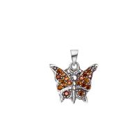 Pandant fluturas cu cristale portocalii Zirconiu din Argint 925